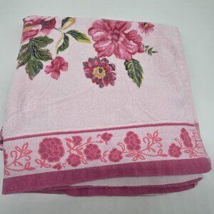 Pink Floral Cotton Bath Towel 27x52" Made In China